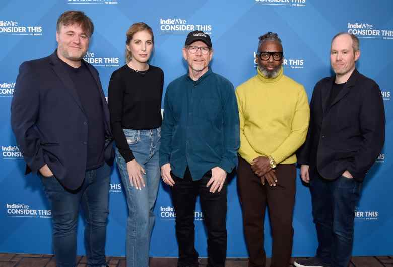 Benjamin Wallfisch (Composer), Rachael Tate (Supervising Sound Editor), Ron Howard (Director / Producer), James D. Wilcox (Editor) and Oliver Tarney (Supervising Sound Editor) arrive at the 2022 IndieWire FYC Consider This Brunch  at the Citizen News on November 18th, 2022 in Hollywood, California.