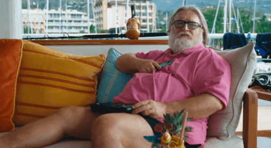 Gabe Newell in a Valve promotional video, on a yacht.