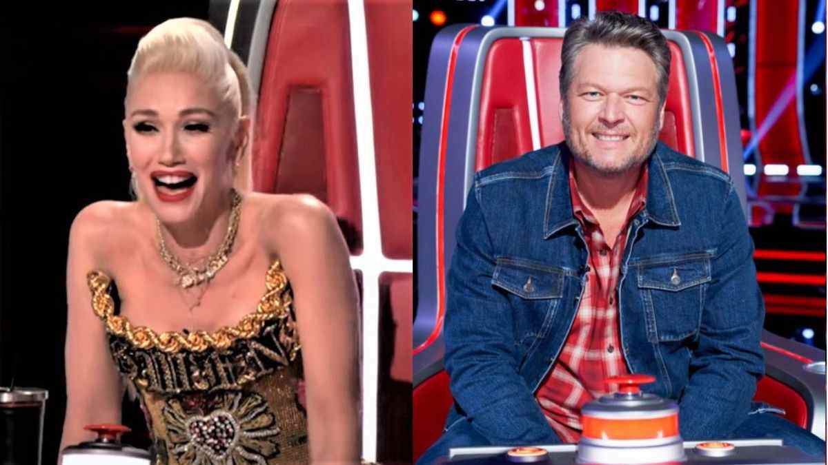 Gwen Stefani and Blake Shelton on The Voice.