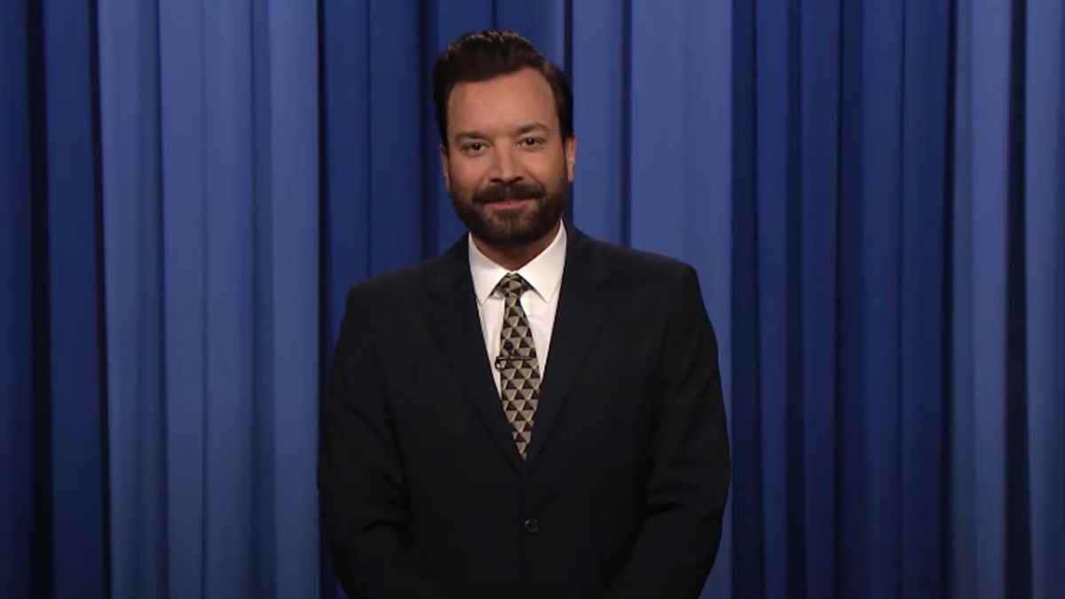 Jimmy Fallon doing his monologue on The Tonight Show 