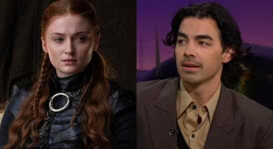 From left to right: Sophie Turner as Sansa Stark on Game of Thrones and Joe Jonas on the Late Late Show with James Corden.