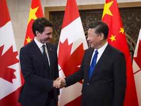 Le premier ministre Justin Trudeau rencontre le président chinois Xi Jinping au Diaoyutai State Guesthouse à Pékin, en Chine, le mardi 5 décembre 2017.