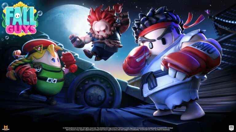 La collaboration Fall Guys Street Fighter ajoute des costumes Ryu, Cammy et Akuma
