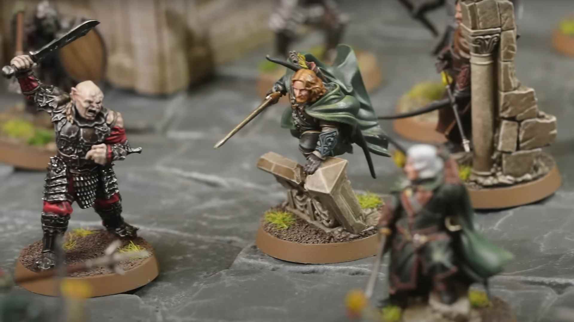 Le Seigneur des Anneaux Bataille d'Osgiliath Faramir et Gothmog miniatures sur le champ de bataille