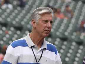 David Dombrowski, alors président des opérations de baseball des Red Sox de Boston, est vu avant un match de baseball contre les Tigers de Detroit, le vendredi 20 juillet 2018, à Detroit.