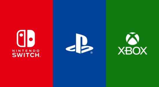 The logos of Nintendo Switch, PlayStation, and Xbox