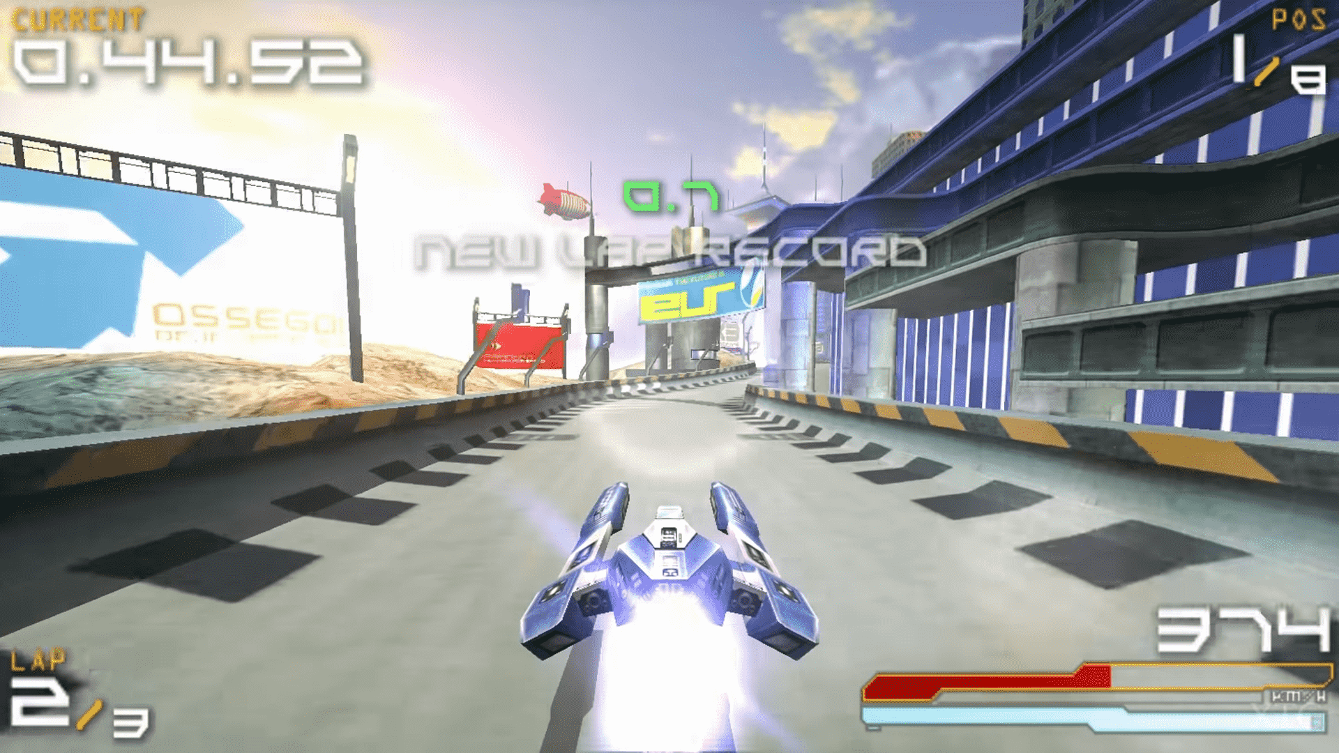 meilleurs jeux PSP : Un jet Wipeout sur une piste de course