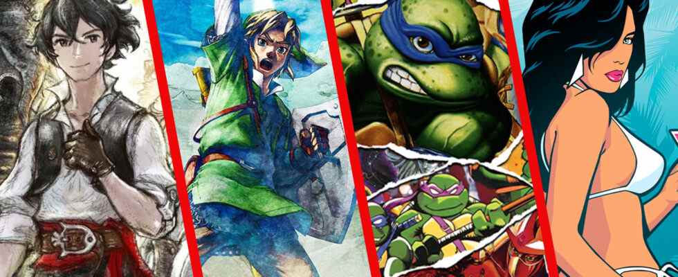 Nintendo Switch 3DS eShop Cyber Deals 2022 holiday Black Friday game sales discounts Bravely Default II GTA Trilogy Ninja Turtles Cowabunga Collection Zelda Skyward Sword HD