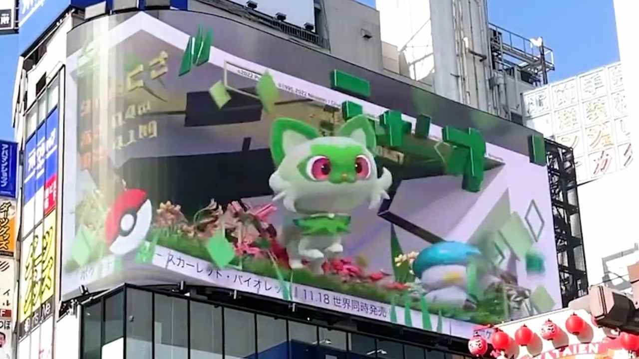 Pokémon Scarlet et Violet rejoignent la tendance des panneaux d'affichage du jeu vidéo 3D au Japon
