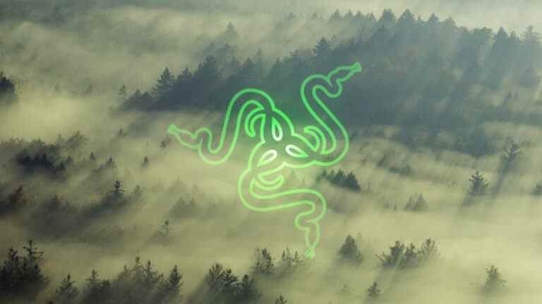 Razer logo on a misty forest backdrop