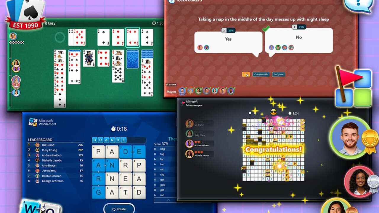 Solitaire, démineur et plus encore jouables dans les équipes Microsoft
