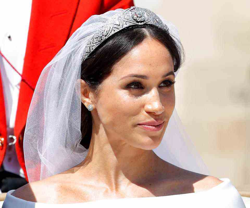   La duchesse de Sussex voyage dans une calèche Ascot Landau après son mariage avec le prince Harry, duc de Sussex 