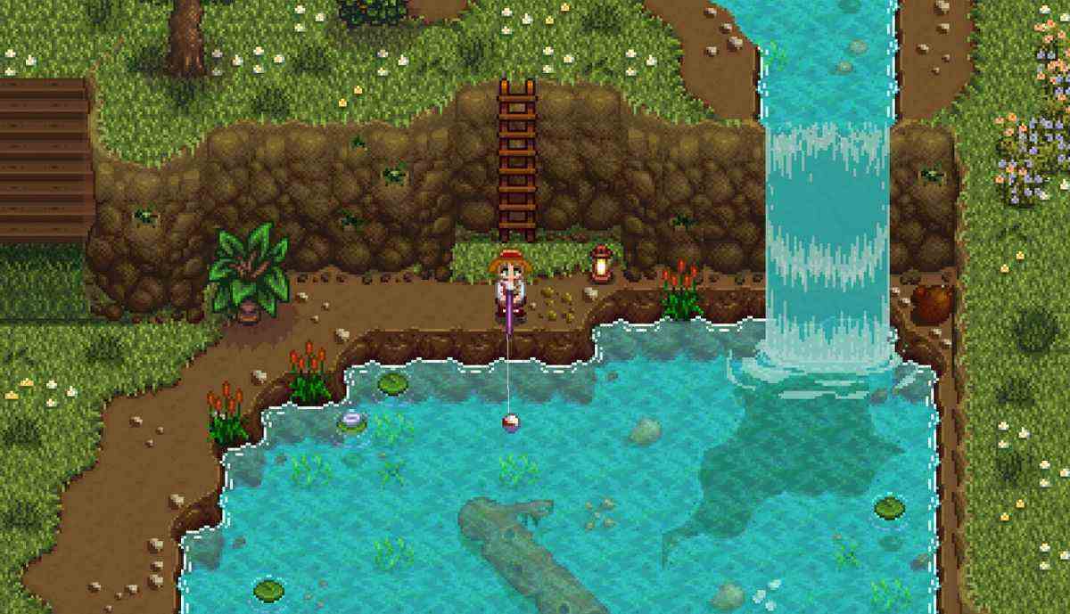 Une capture d'écran de Stardew Valley qui a été recolorée pour que les teintes soient dans une palette plus terreuse.  Le mod Earthy Recolor a été utilisé.