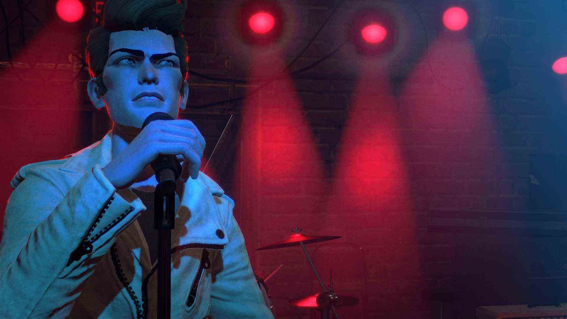 Un chanteur chantant sur scène dans Rock Band 4