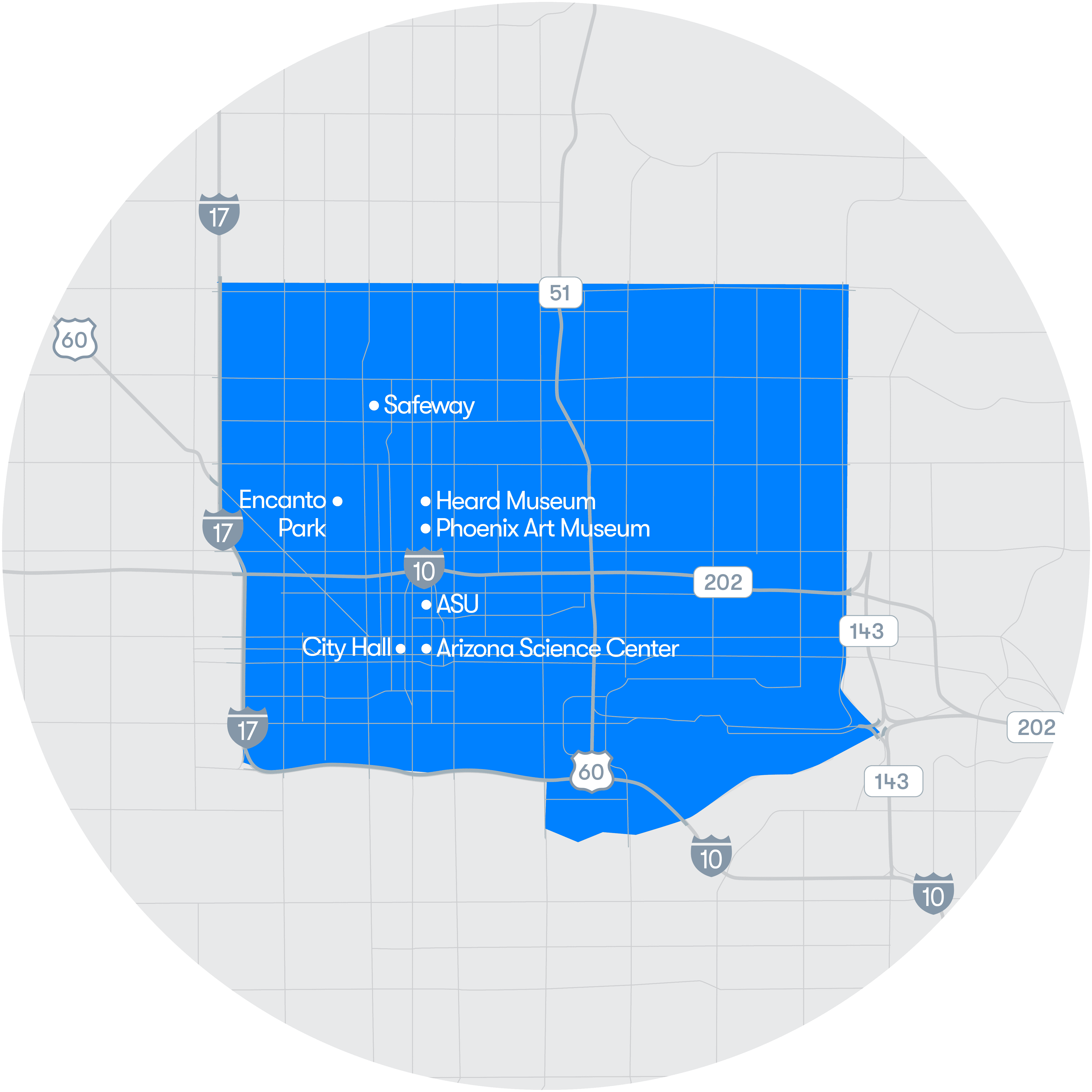 carte du centre-ville de phénix