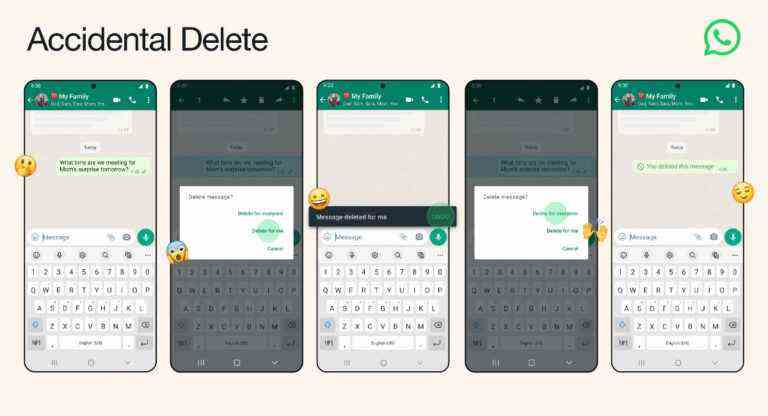 WhatsApp vous permet d’annuler « Supprimer pour moi » au cas où vous appuieriez sur ce bouton trop rapidement