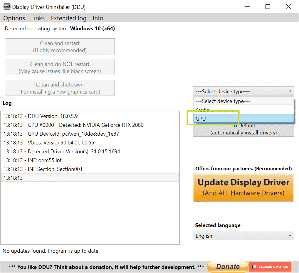 Sélectionnez GPU