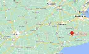 Google Maps : l'icône rouge indique l'emplacement de Hagersville