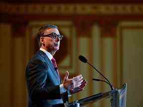 Le gouverneur de la Banque du Canada, Tiff Macklem, prend la parole devant le Business Council of British Columbia, à Vancouver, le 12 décembre.