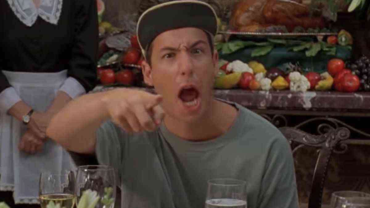 Adam Sandler screaming at the dinner table in Billy Madison