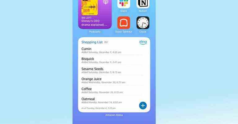 Alexa d’Amazon obtient un nouveau widget de liste de courses pour iPhone et Android