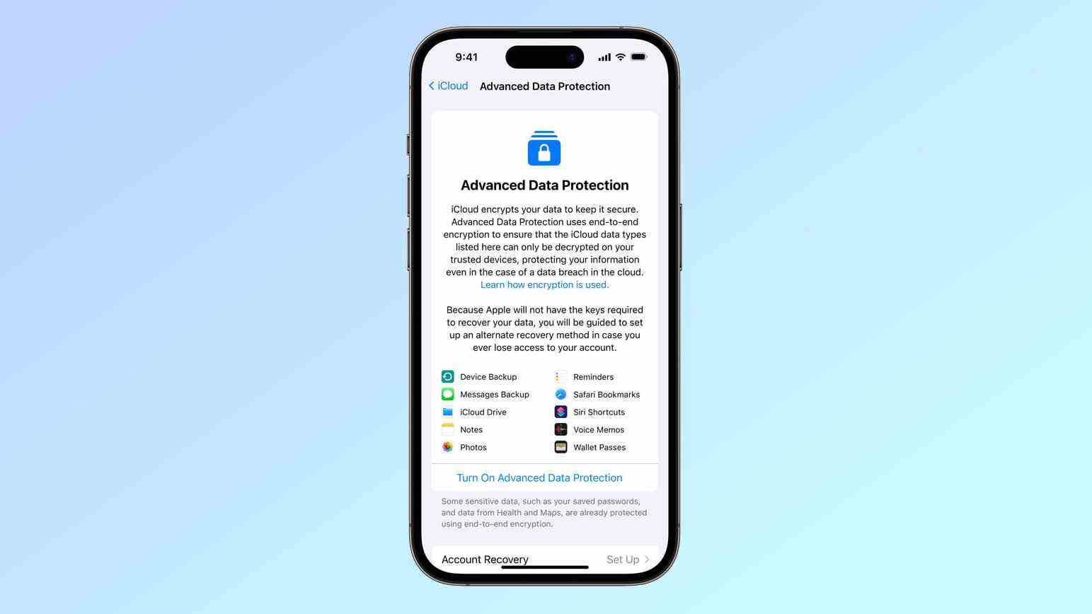 Protection avancée des données dans iCloud