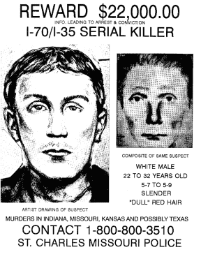 SÉRIEUSEMENT À LA RECHERCHE D'HERBES : Affiche recherchée pour le I-70 Killer.  POLICE DE SAINT CHARLES