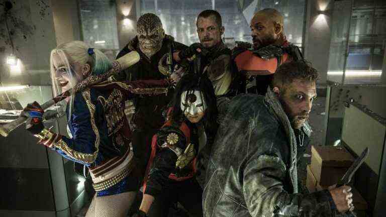 Harley Quinn, Deadshot, Captain Boomerang, Rick Flag, Katana and Killer Croc in Suicide Squad