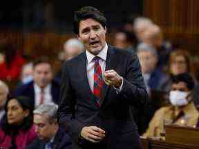 Le premier ministre du Canada, Justin Trudeau, prend la parole lors de la période des questions à la Chambre des communes sur la Colline du Parlement à Ottawa, Ontario, Canada, le 14 décembre 2022.