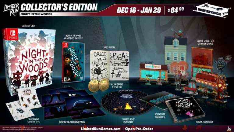 La sortie physique de Night in the Woods inclut l'édition collector
