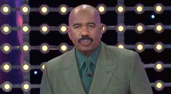 Steve Harvey pretending to be upset on Family Feud