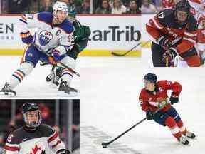 Photo composite des Oilers d'Edmonton Connor McDavid et Regina Pats Connor Bedard.  Connor McDavid, les deux premiers, et Connor Bedard les deux derniers.