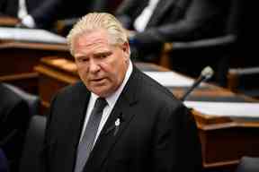 Le premier ministre de l'Ontario, Doug Ford, prend la parole à l'intérieur de l'Assemblée législative de Toronto, le mercredi 14 septembre 2022.