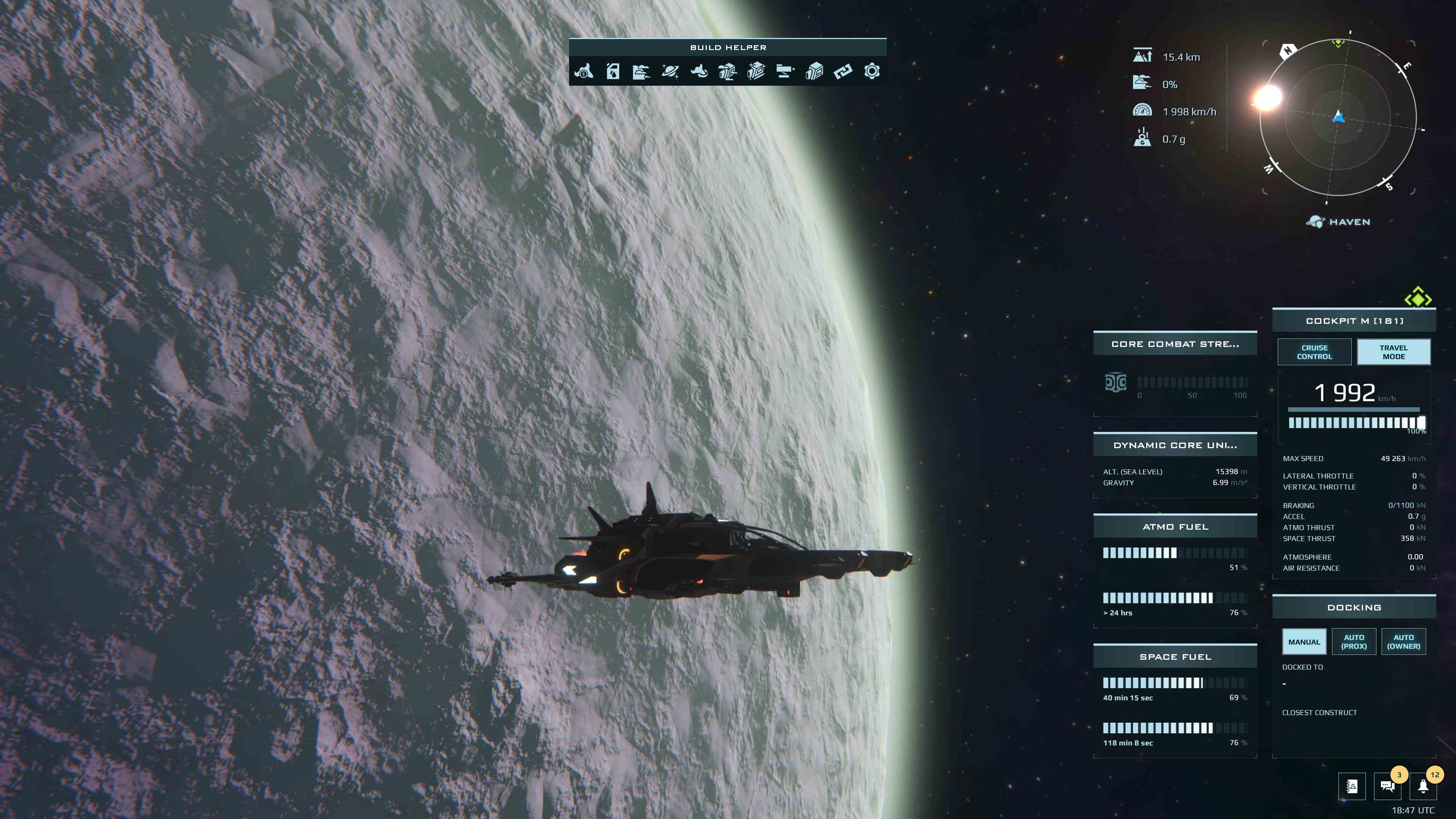 Voler dans l'espace dans Dual Universe