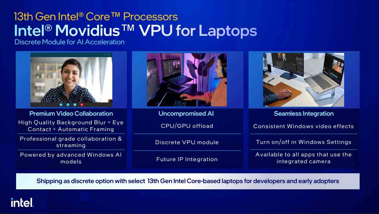 Nouveaux processeurs Intel Raptor Lake "VPU Movidius" fonctionnalité expliquée par une infographie pratique fournie par Intel