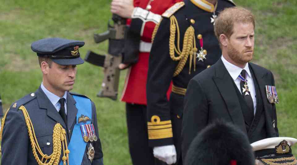 Le prince William et le prince Harry lors du service d'inhumation à la chapelle St George, au château de Windsor, pour la reine Elizabeth II.