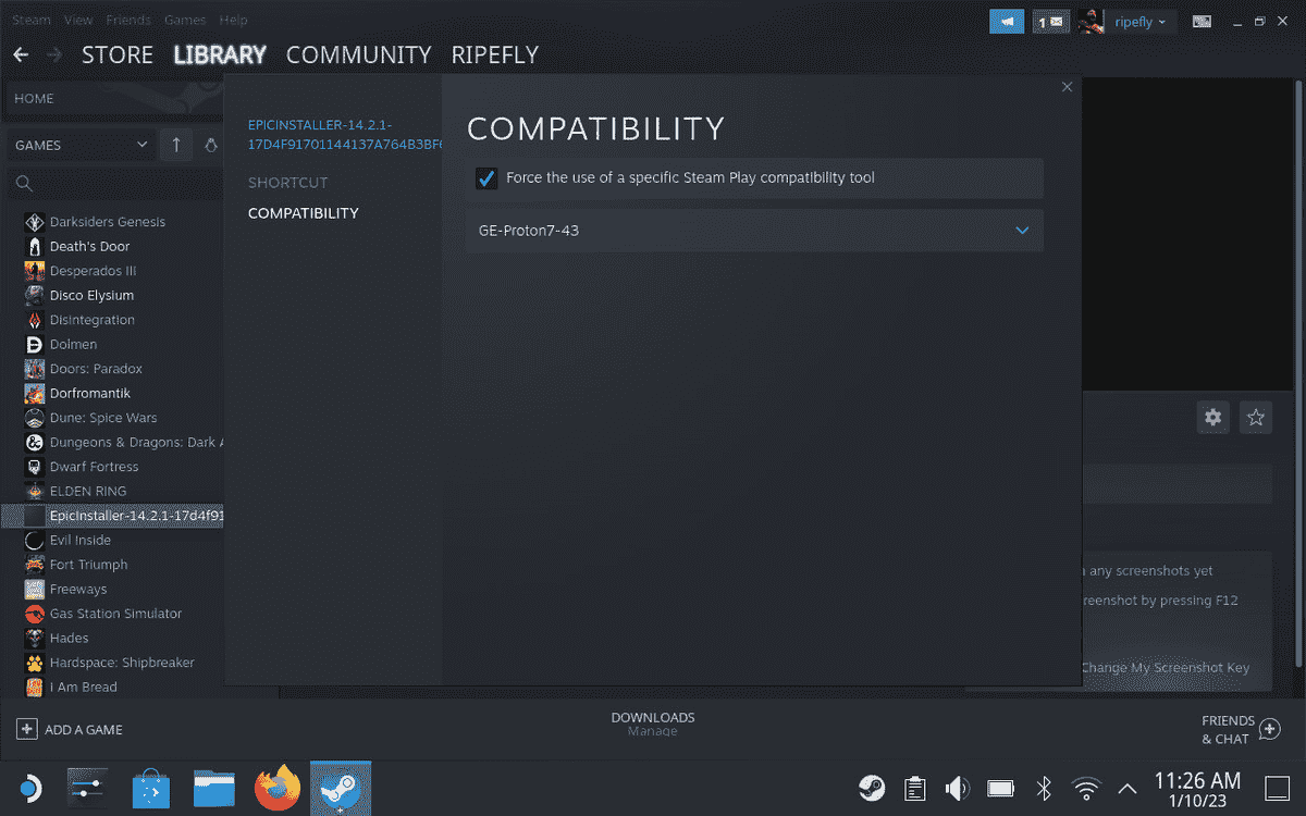 Forcer la compatibilité dans SteamOS avec Proton.