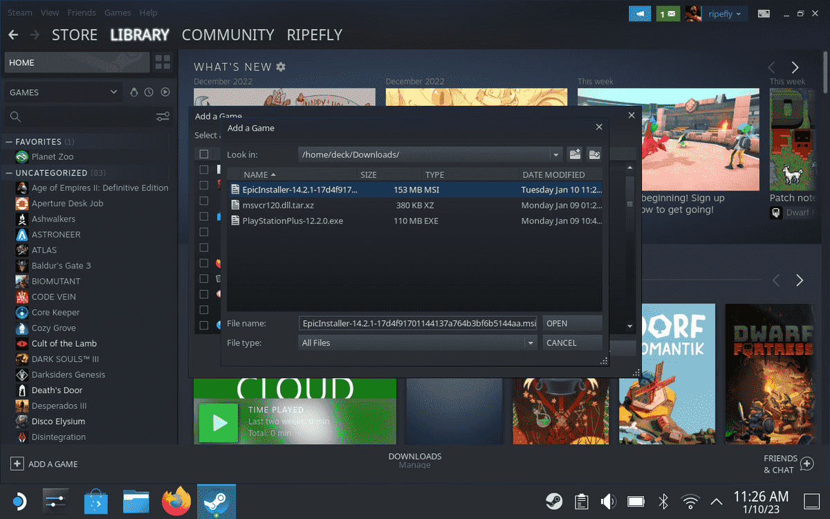 Ajouter EpicInstaller à la bibliothèque Steam