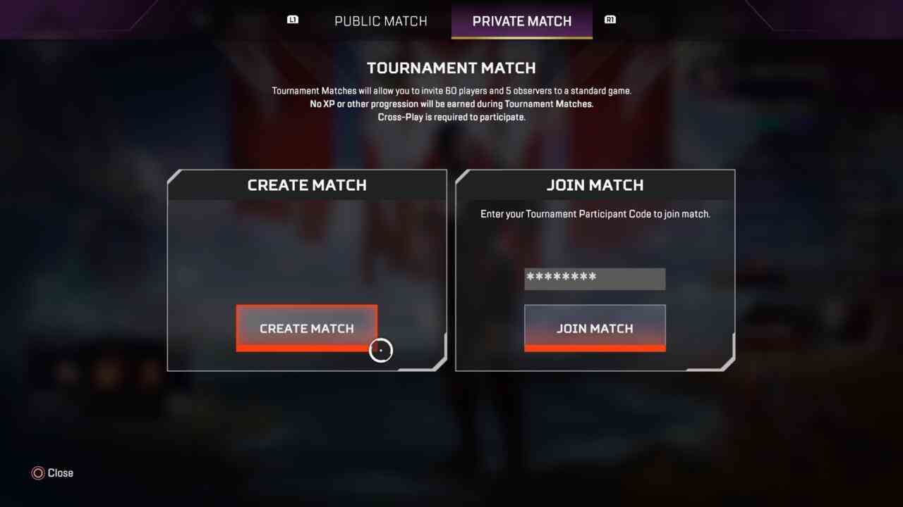Les matchs privés sont accessibles via le même menu que les joueurs utilisent pour rejoindre les matchs publics.