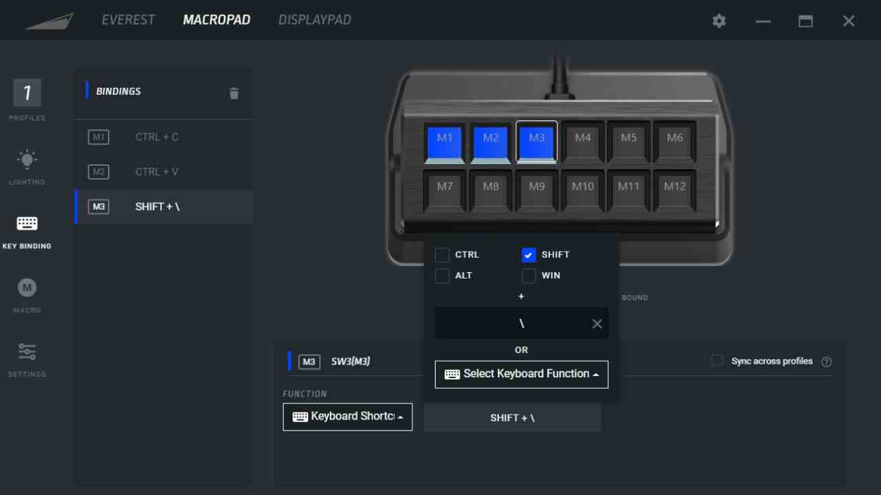 Raccourcis clavier Mountain MacroPad