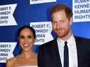 Le prince Harry, duc de Sussex, et Meghan, duchesse de Sussex, arrivent au gala du prix Robert F. Kennedy Human Rights Ripple of Hope 2022 au Hilton Midtown à New York, le mardi 6 décembre 2022.