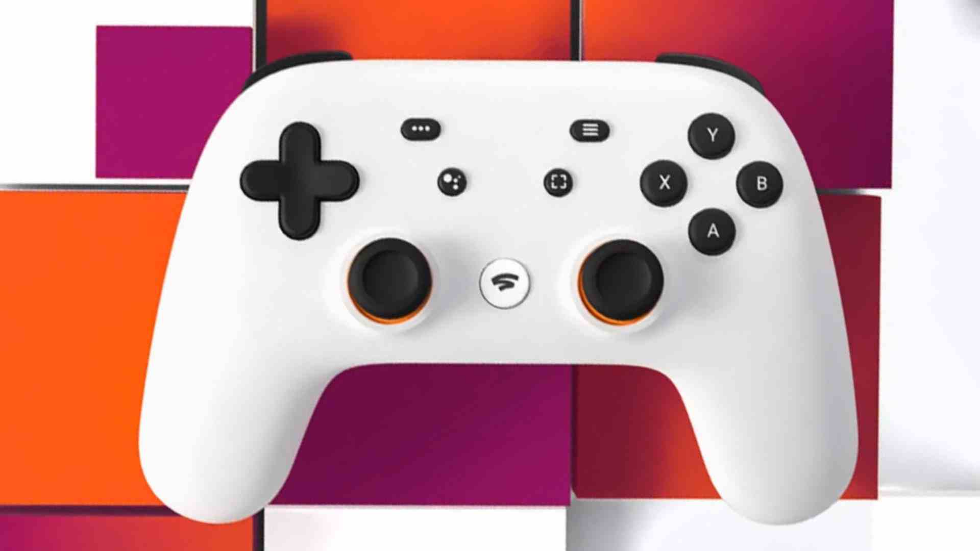 Manette Google Stadia avec fond carré de marque