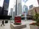 Édifices des banques TD, CIBC et BMO dans le quartier financier de Toronto.