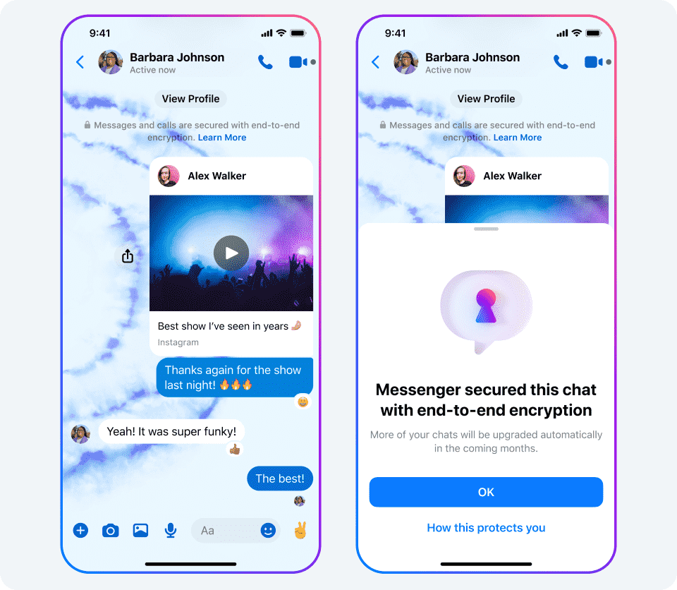 Expérience de chiffrement de bout en bout Messenger