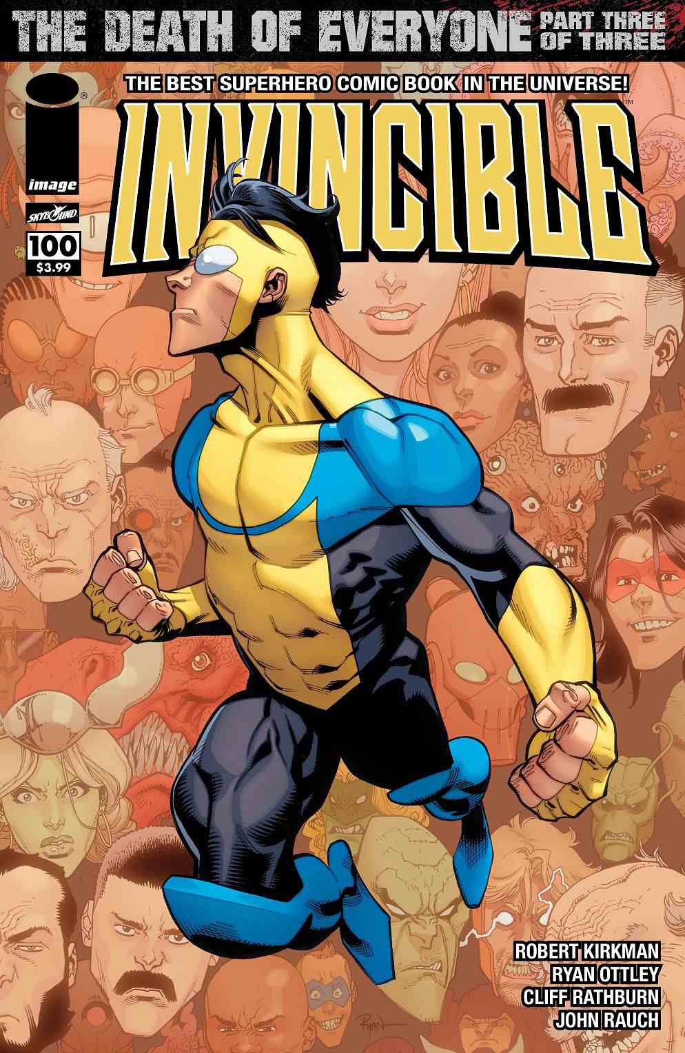 Invincible prend la pose sur la couverture d'Invincible #100. 