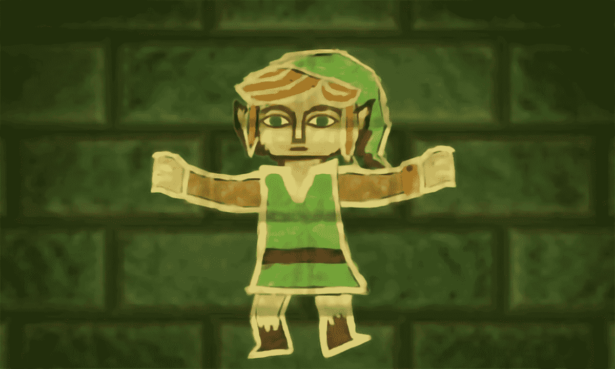 Une version papier 2D de Link de A Link Between Worlds