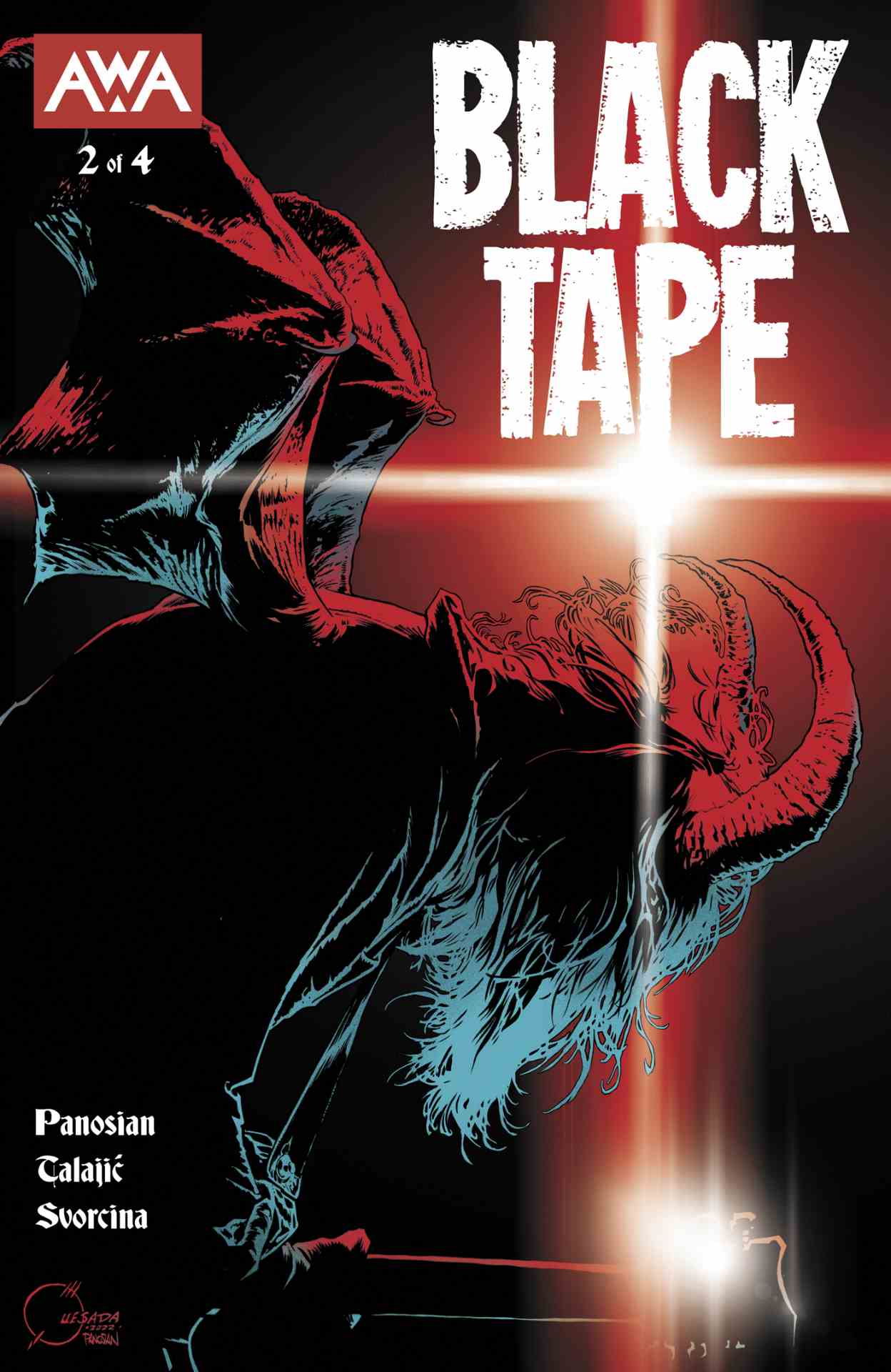 La couverture de la variante Black Tape # 2 de Joe Quesada