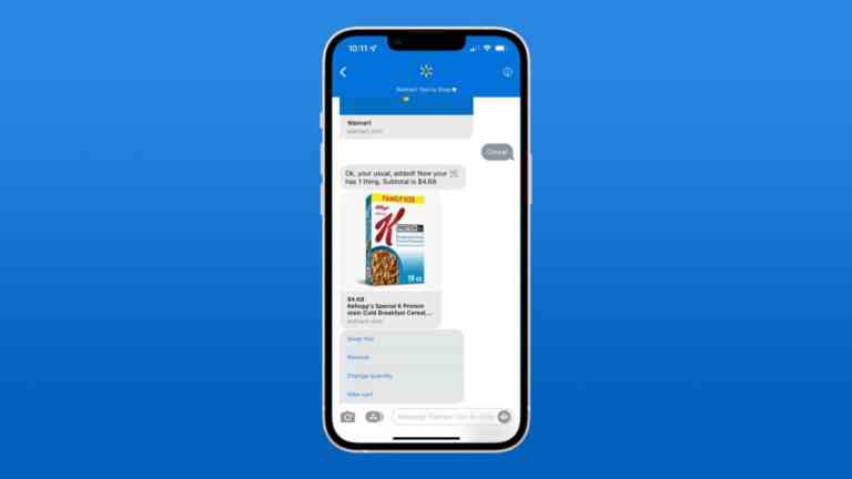 Pratique avec la nouvelle fonctionnalité (mais boguée)  » Text to Shop  » de Walmart