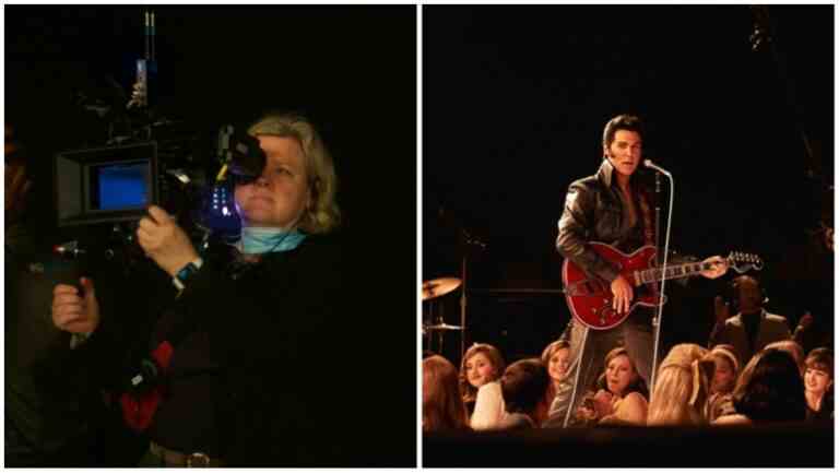 Cinematographer Mandy Walker behind the camera, and a still from "Elvis"