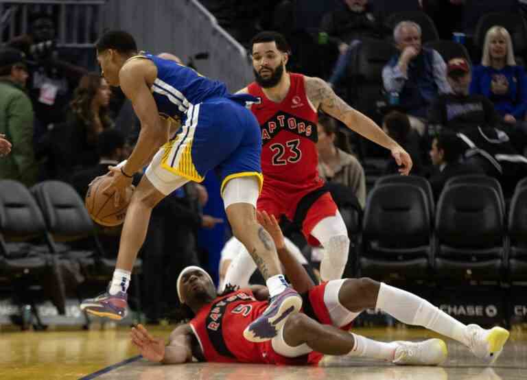 Les Raptors ne peuvent pas suivre le rythme des Warriors avec des scores élevés alors que OG Anunooby part tôt avec une blessure au poignet